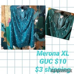Merona XL Teal sleeveless blouse